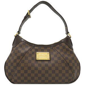 Louis Vuitton Thames Shoulder Bag Damier Canvas Ebene Brown Leather